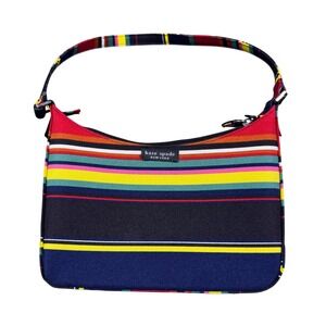 Kate‎ Spade New York Multi Color Striped Canvas Shoulder Bag Purse Handbag